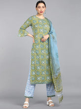 Women Green Blue Ethnic Motifs Printed